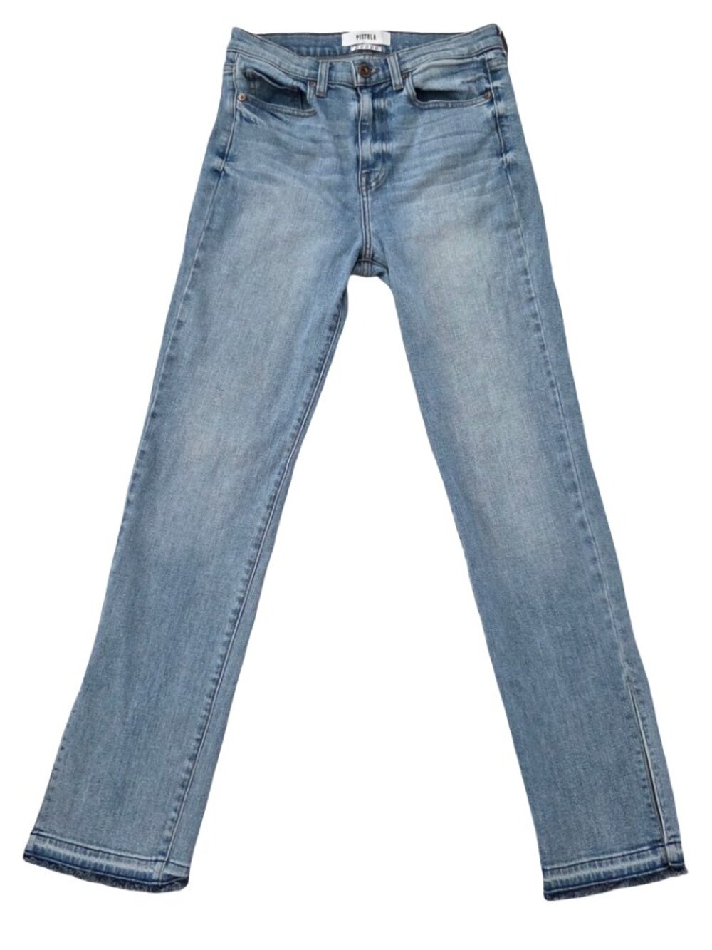Pistola Alexa Jeans Womens 27 High Rise Slim Flare Split Hem Blue Denim